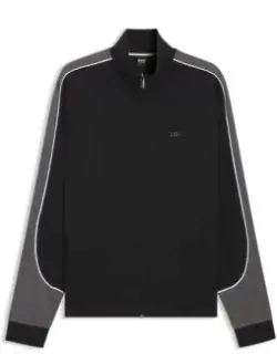 Contrast-detail Zip-up Jacket In A Cotton Blend