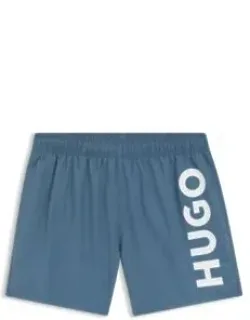 Swim Shorts With Vertical Logo Print
