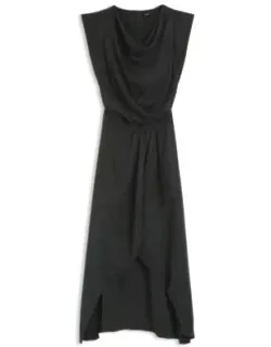 Wrap Skirt Dress With Cowl Neck