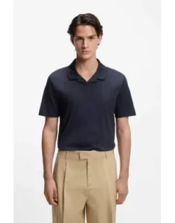 Johnny-collar Slim-fit Polo Shirt In Stretch Cotton