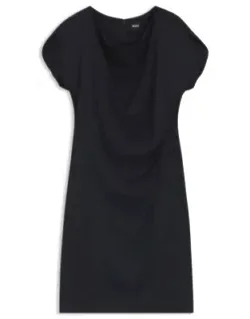 Gathered-detail Dress With Drape Neckline