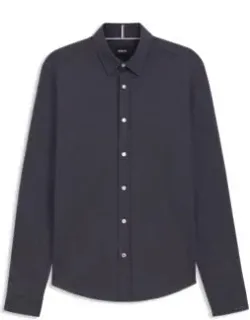 Slim-fit Shirt In Structured Cotton Jersey