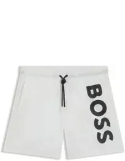 Swim Shorts With Vertical Logo Print