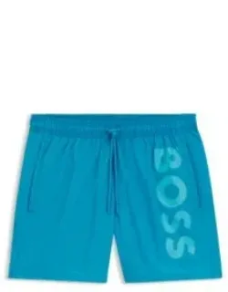 Swim Shorts With Vertical Logo Print