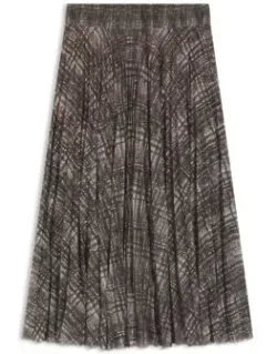 Lined Skirt In Plissé Tulle - Patterned