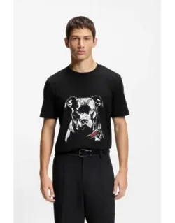 Dog-artwork T-shirt In Cotton Jersey