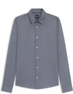Slim-fit Shirt In Structured Performance-stretch Fabric