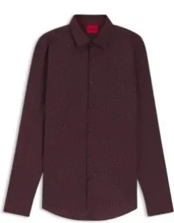 Printed Slim-fit Shirt In Cotton Poplin