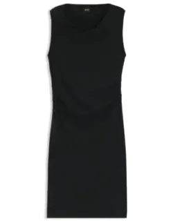 Asymmetric-neckline Dress In A Cotton Blend
