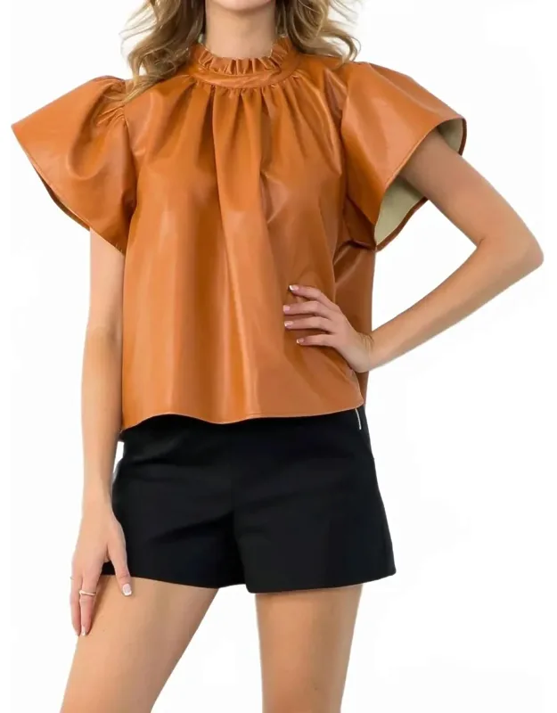 Flutter Sleeve Leather Top