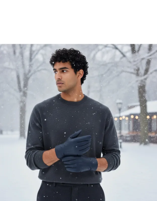 Italian Leather Warm Wool Lining Winter Riding Driving Casual Gloves