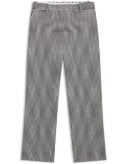 Houndstooth Straight-leg Trousers In Stretch Fabric