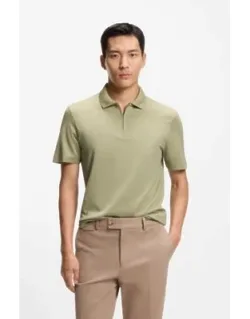 Cotton-silk Polo Shirt With Zip Neck