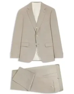 Three-piece Slim-fit Suit In Patterned Stretch Wool