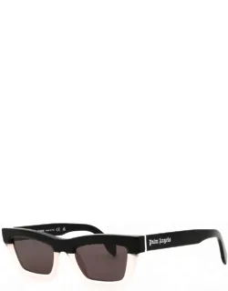 Sunglasses Cat Eye Full Rim, Black Yellow Frame And Dark Grey Lens Peri108melrose1807