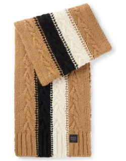 Equestrian Signature-stripe Scarf With Cable Knit