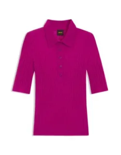 Polo-collar Knit Sweater In A Wool Blend