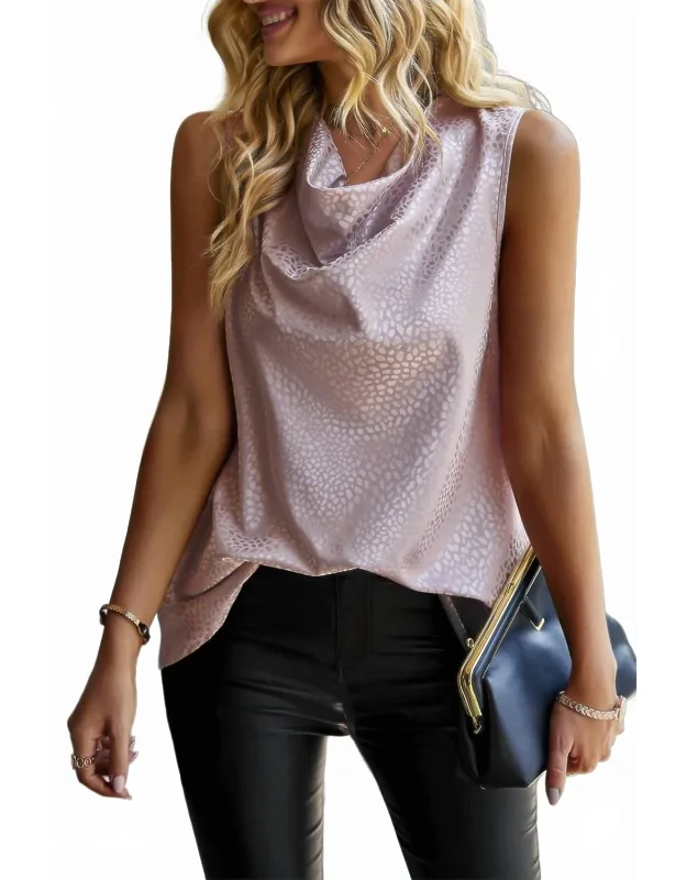 Dotted Leopard Cowl Neck Blouse