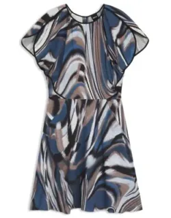 Swirl-print Dress In Satin