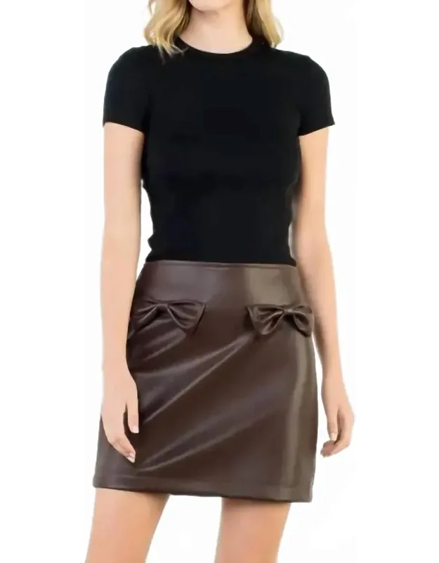 Bow Faux Leather Skirt