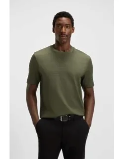 Grid-pattern T-shirt In Mercerised Cotton