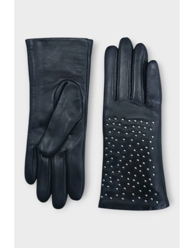 Italian Leather Soft Wool Lining Winter Studded Design Driving Gloves