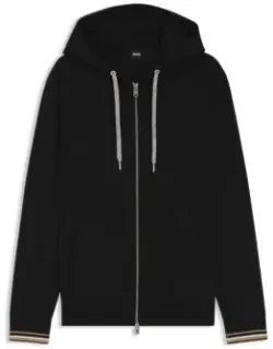Patterned Drawcord Zip-up Hoodie In A Cotton Blend