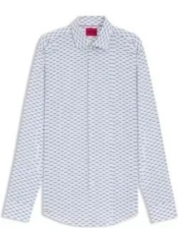 Printed Slim-fit Shirt In Cotton Poplin