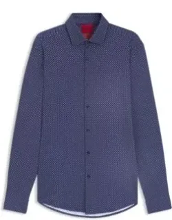 Printed Slim-fit Shirt In Performance-stretch Jersey