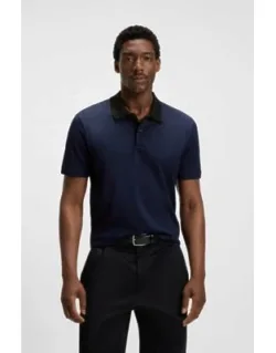 Geometric-jacquard Polo Shirt In Mercerised Cotton