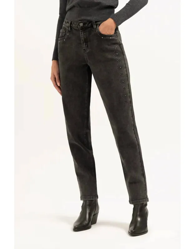 Straight Leg Studded Jeans