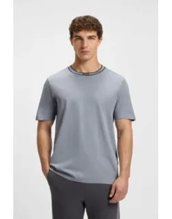 Striped-collar T-shirt In Cotton Jersey