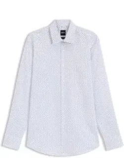 Printed Slim-fit Shirt In Oxford Stretch Cotton