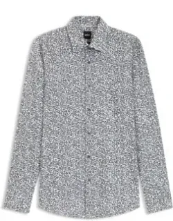 Floral-print Slim-fit Shirt In Stretch-cotton Poplin