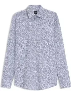 Floral-print Slim-fit Shirt In Stretch-cotton Poplin