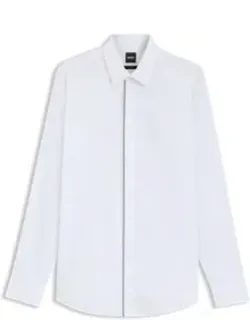 Easy-iron Slim-fit Shirt In Cotton Poplin