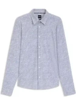 Printed Slim-fit Shirt In Performance-stretch Jersey