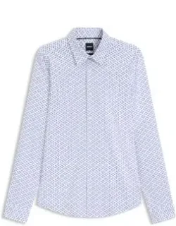 Printed Slim-fit Shirt In Performance-stretch Jersey