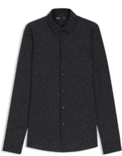 Printed Slim-fit Shirt In Performance-stretch Jersey