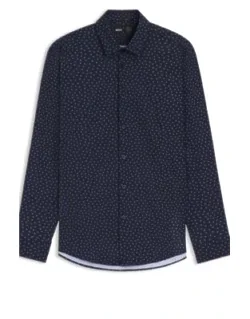 Printed Slim-fit Shirt In Performance-stretch Jersey