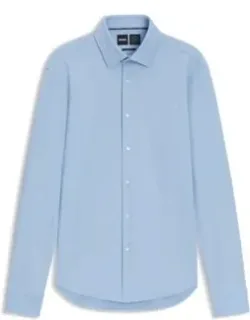 Regular-fit Shirt In Structured Stretch Jersey