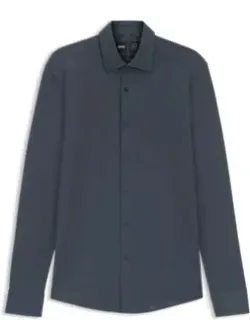 Printed Slim-fit Shirt In Performance-stretch Fabric