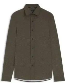 Monogram-print Slim-fit Shirt In Stretch Cotton