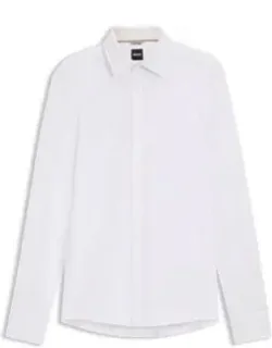 Slim-fit Shirt In Melange Stretch Cotton