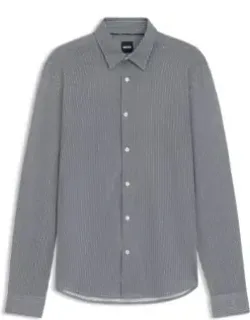 Patterned Slim-fit Shirt In Flex-weave Fabric