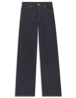 Super-wide-leg Jeans In Geometric-print Denim