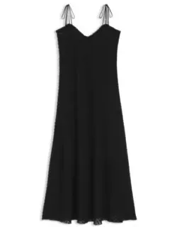 Burnout-dot Dress With Spaghetti Straps