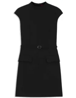 Belted Dress With Subtle Shoulder Padding