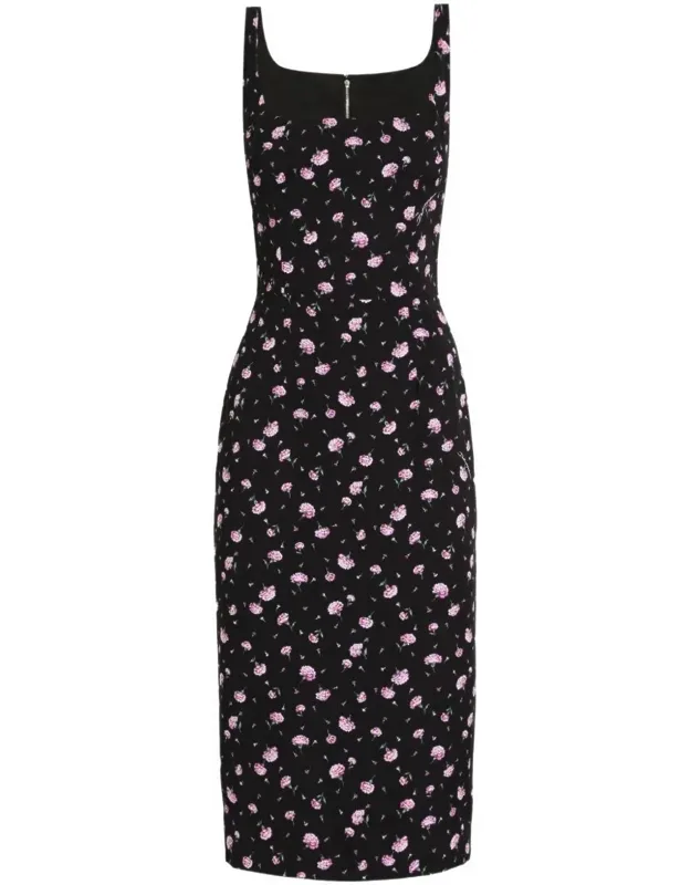 Carnations-print Sheath Dress