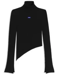 Logo-badge Sweater With Asymmetric Hem
